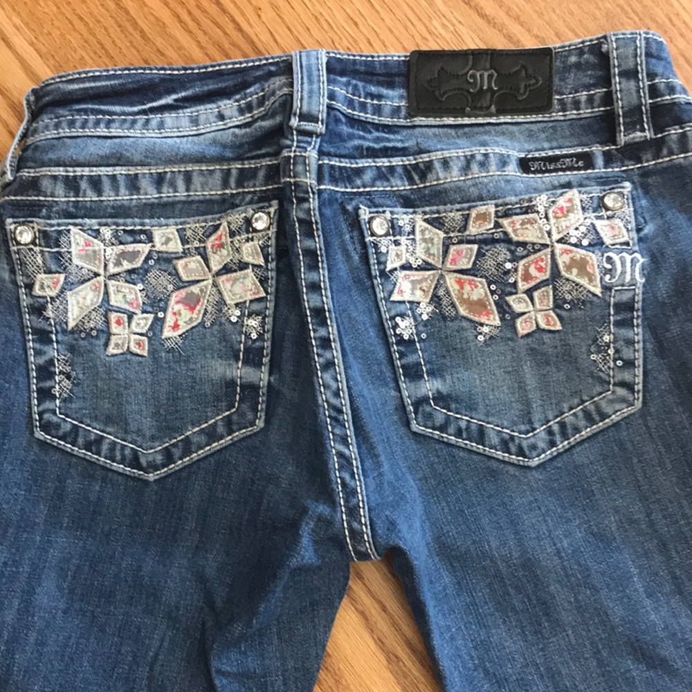 Miss Me size 28 jeans with floral cuffs!
